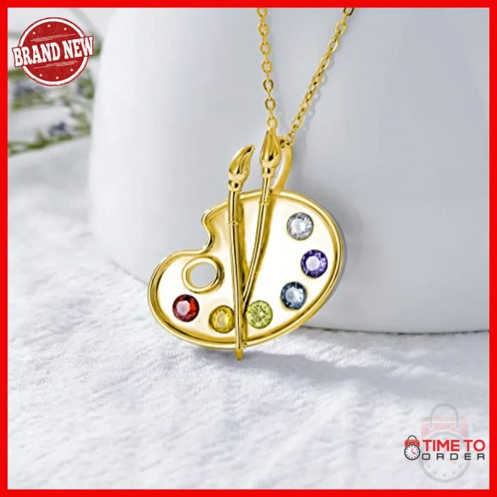 Sterling Silver Art Palette Necklace 18